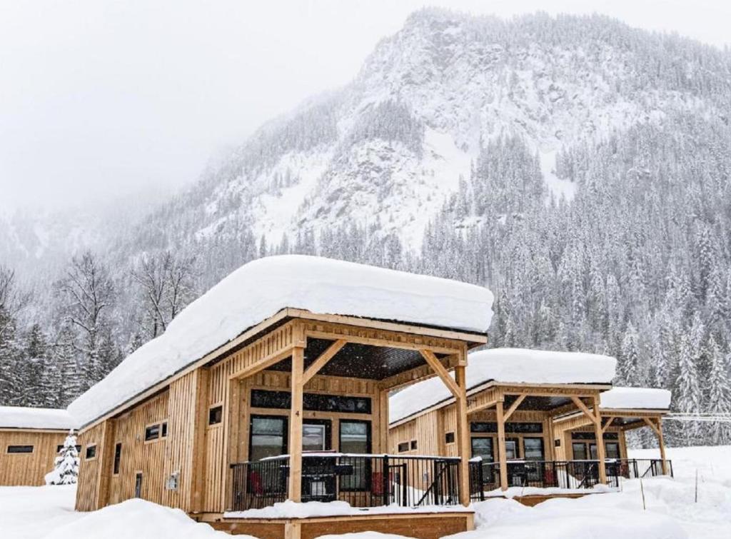 Boulder Mountain Resort chalets covered in snow